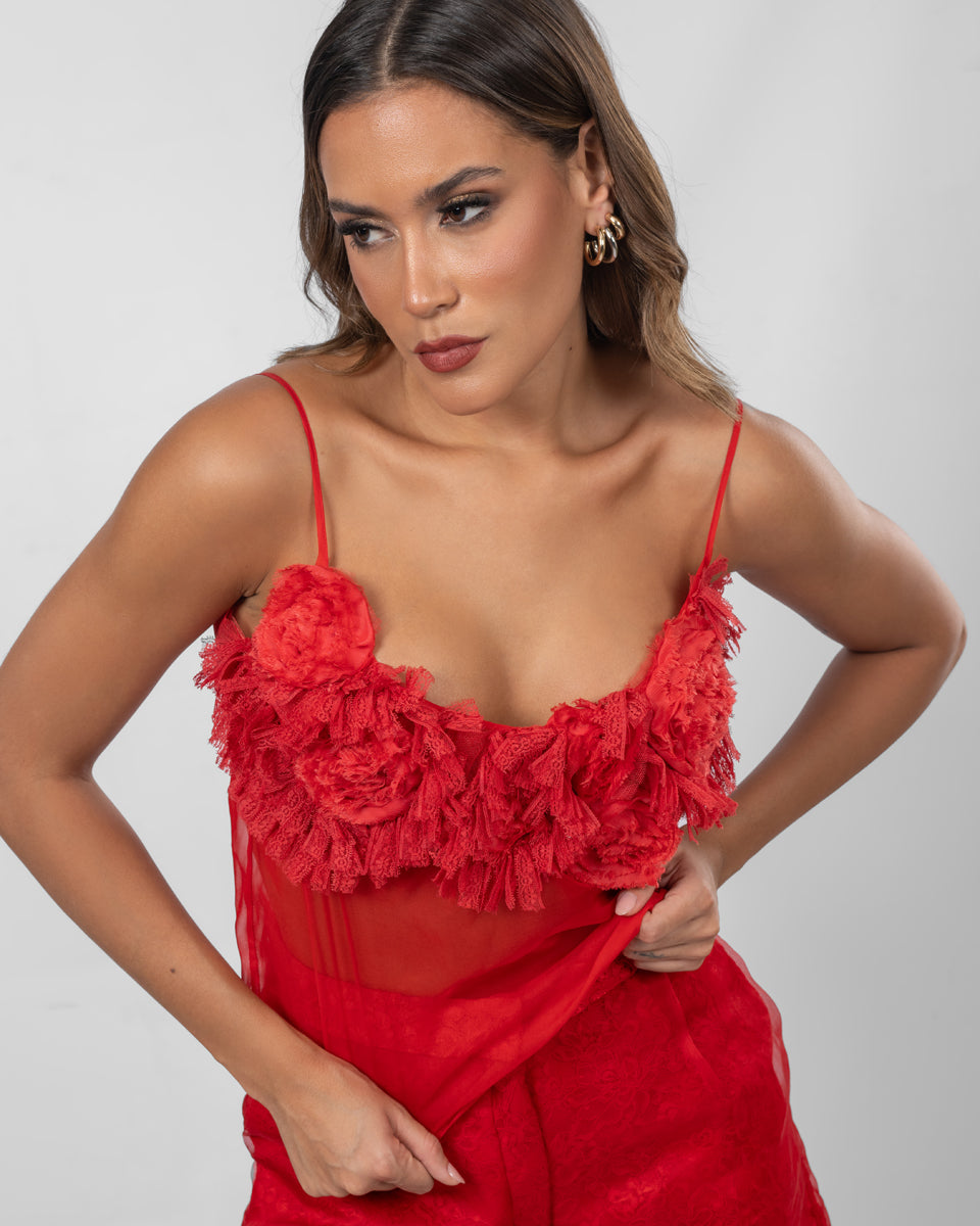 Ruffled Red Top
