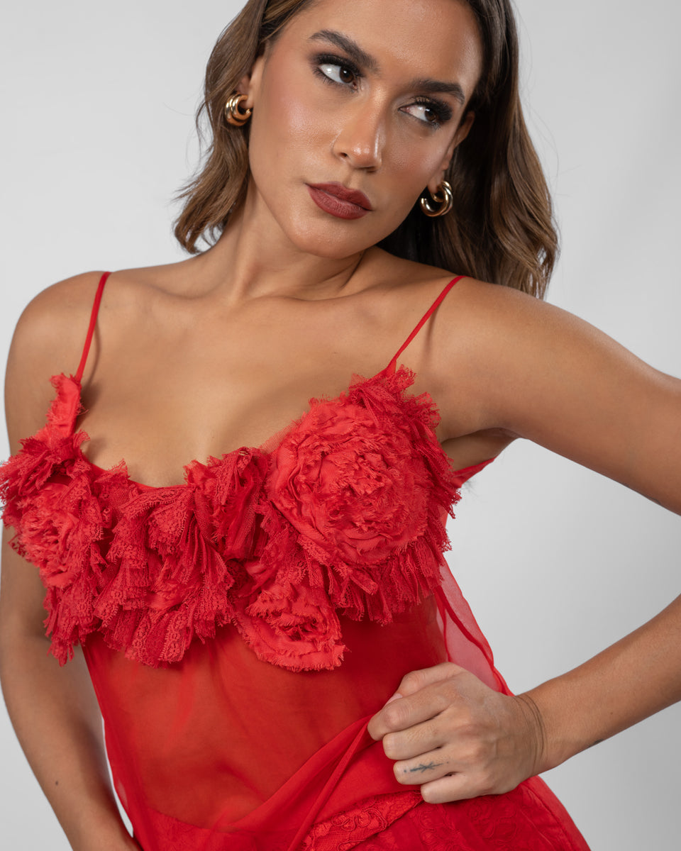 Ruffled Red Top