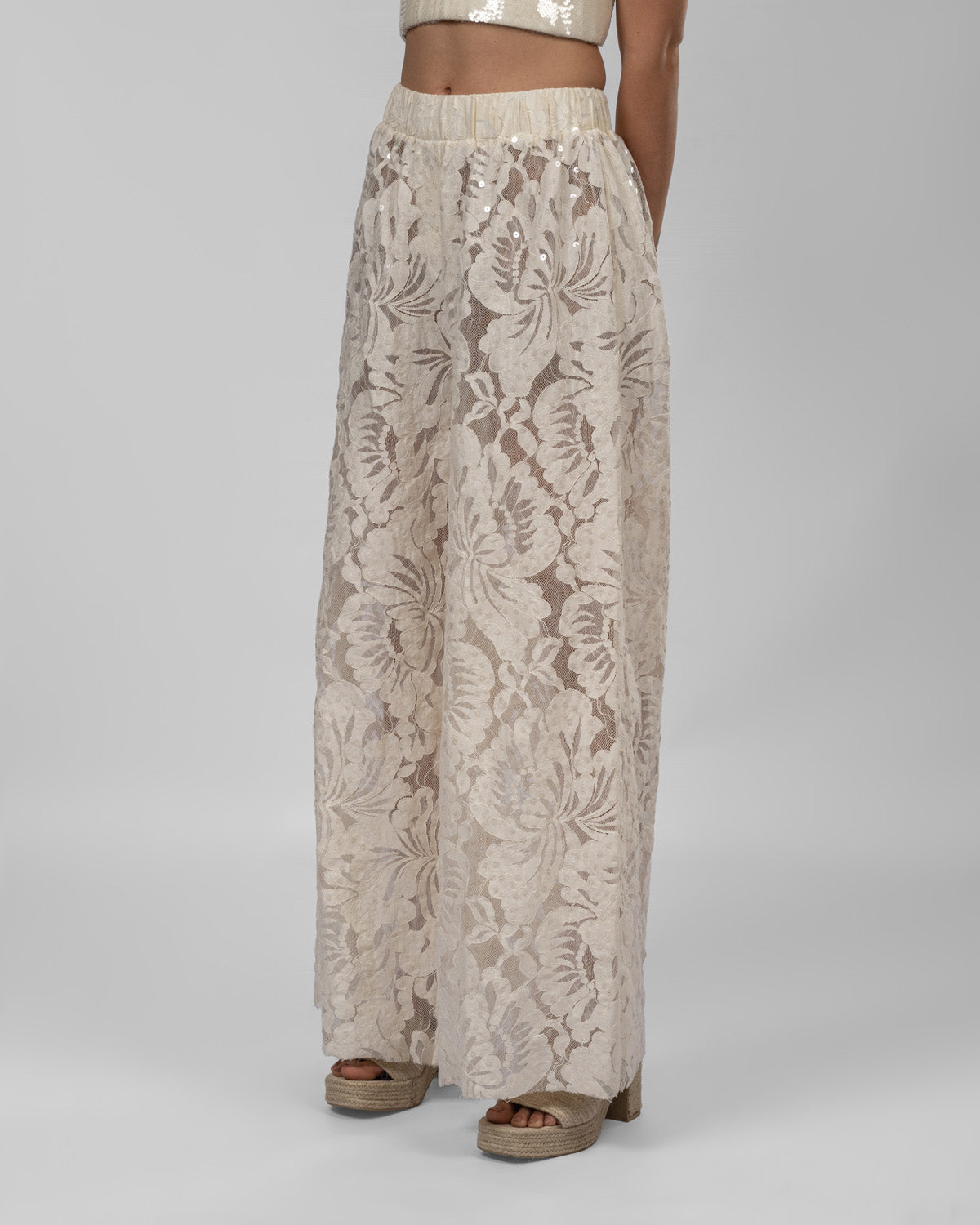 Italian guipure lace trousers