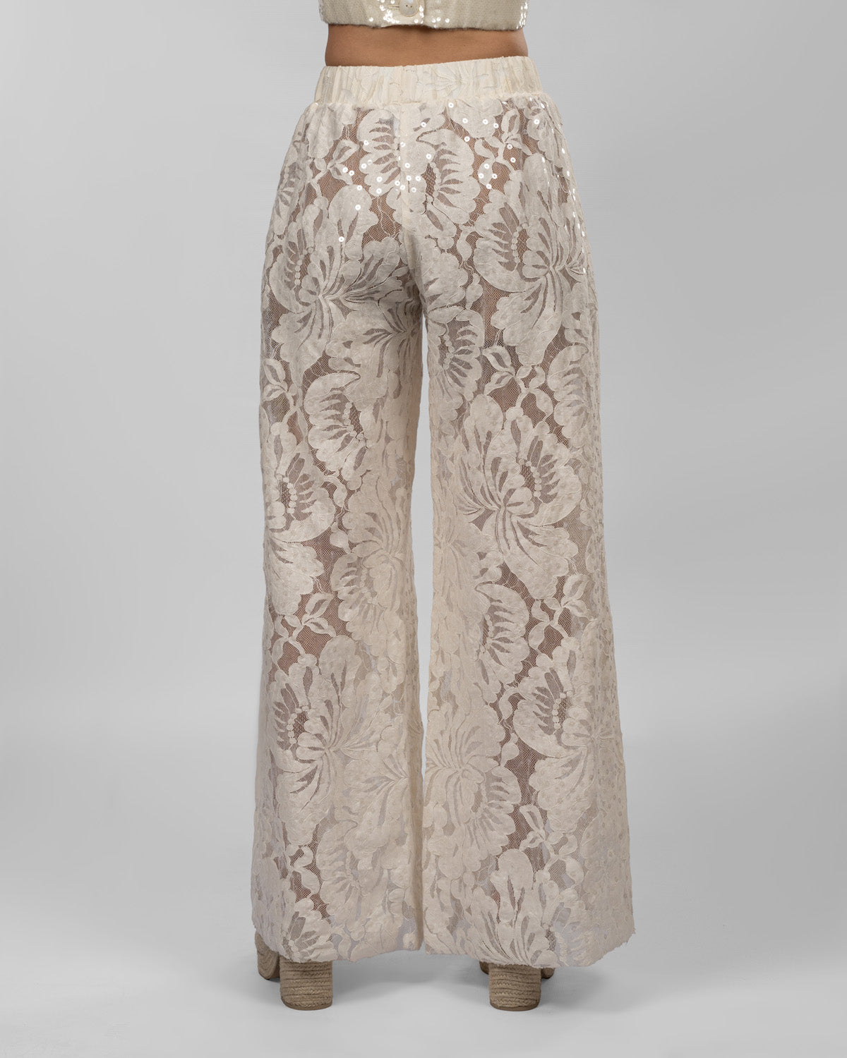 Italian guipure lace trousers