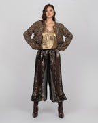 Sheer black silk balloon trousers