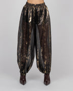 Sheer black silk balloon trousers