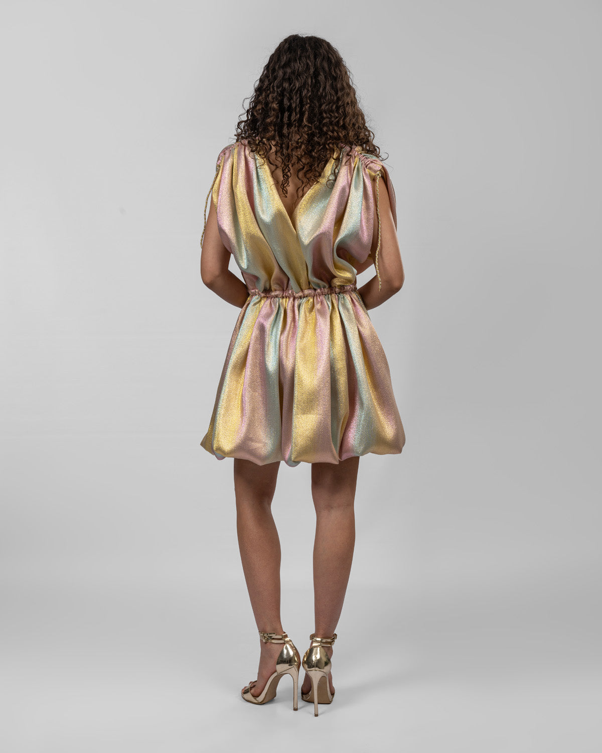 Pastel brocade short balloon dress
