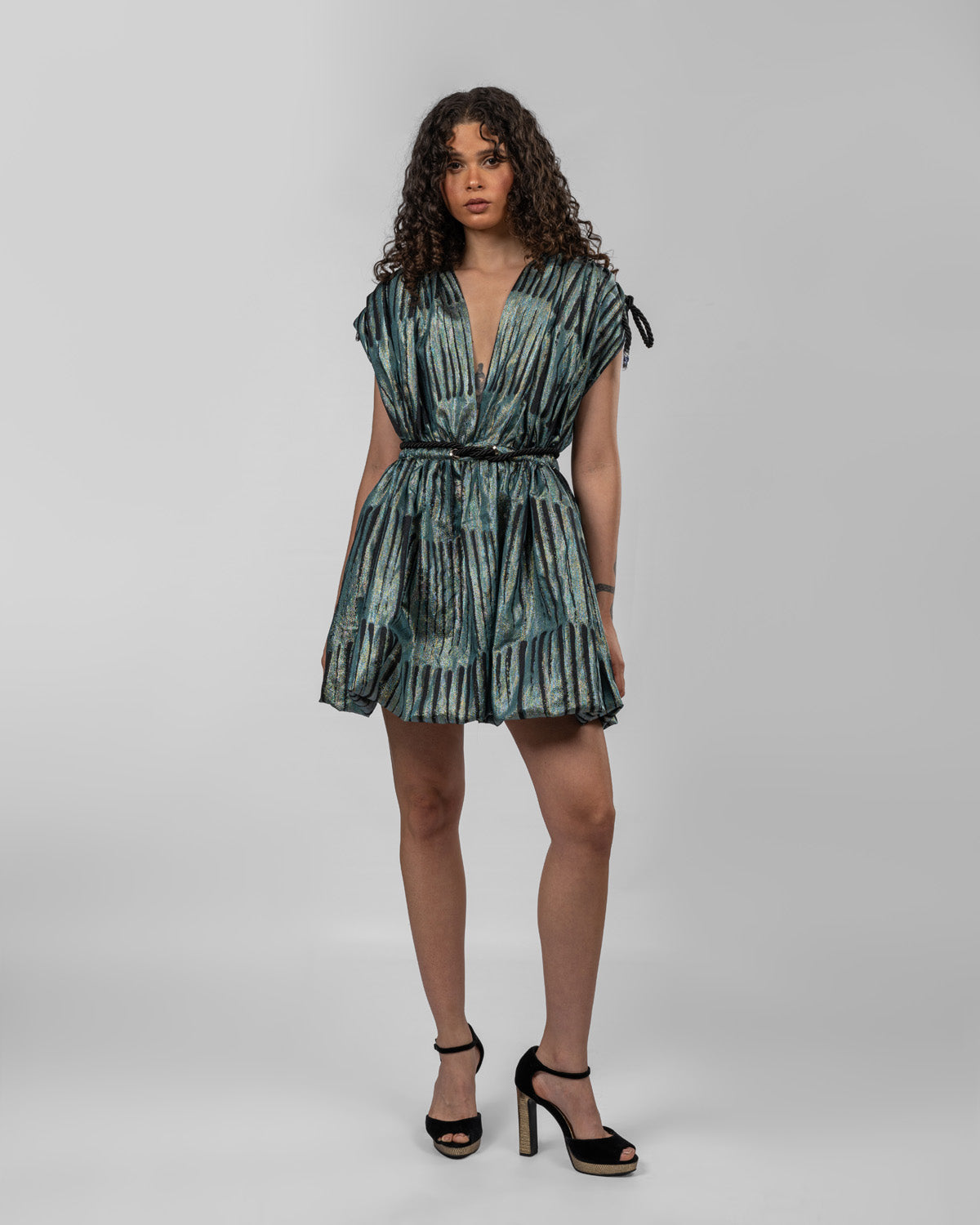 Printed Italian Organza Short Balloon Dress