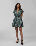 Printed Italian Organza Short Balloon Dress