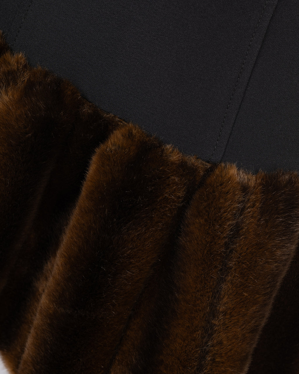 Fitted Crepe Dress with Balloon Faux Fur Hem