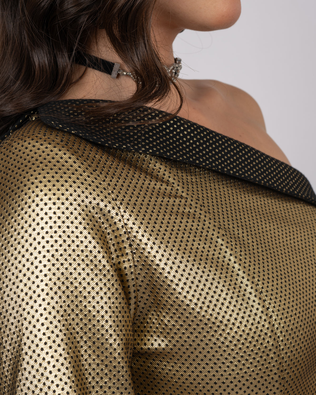 One-Shoulder Silk Brocade Mini Dress