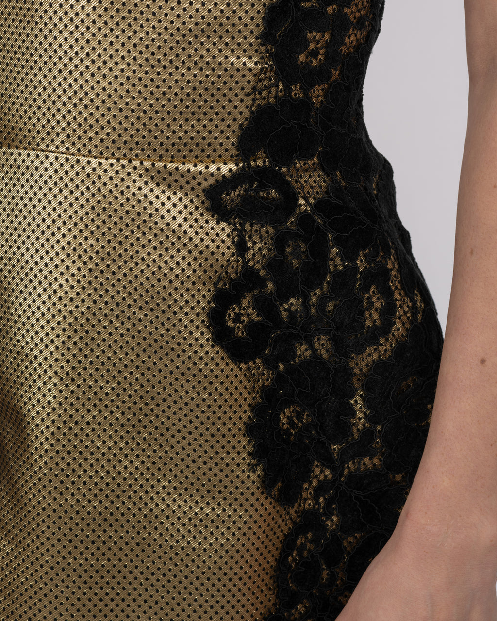 Silk Gold Brocade Corset Mini Dress