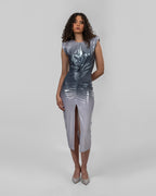 Metallic lycra degradé midi dress