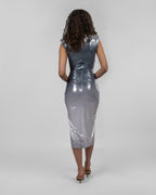 Metallic lycra degradé midi dress