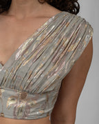 Pastel Grey Chiffon Cropped Top