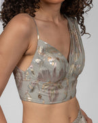 Pastel Grey Chiffon Cropped Top