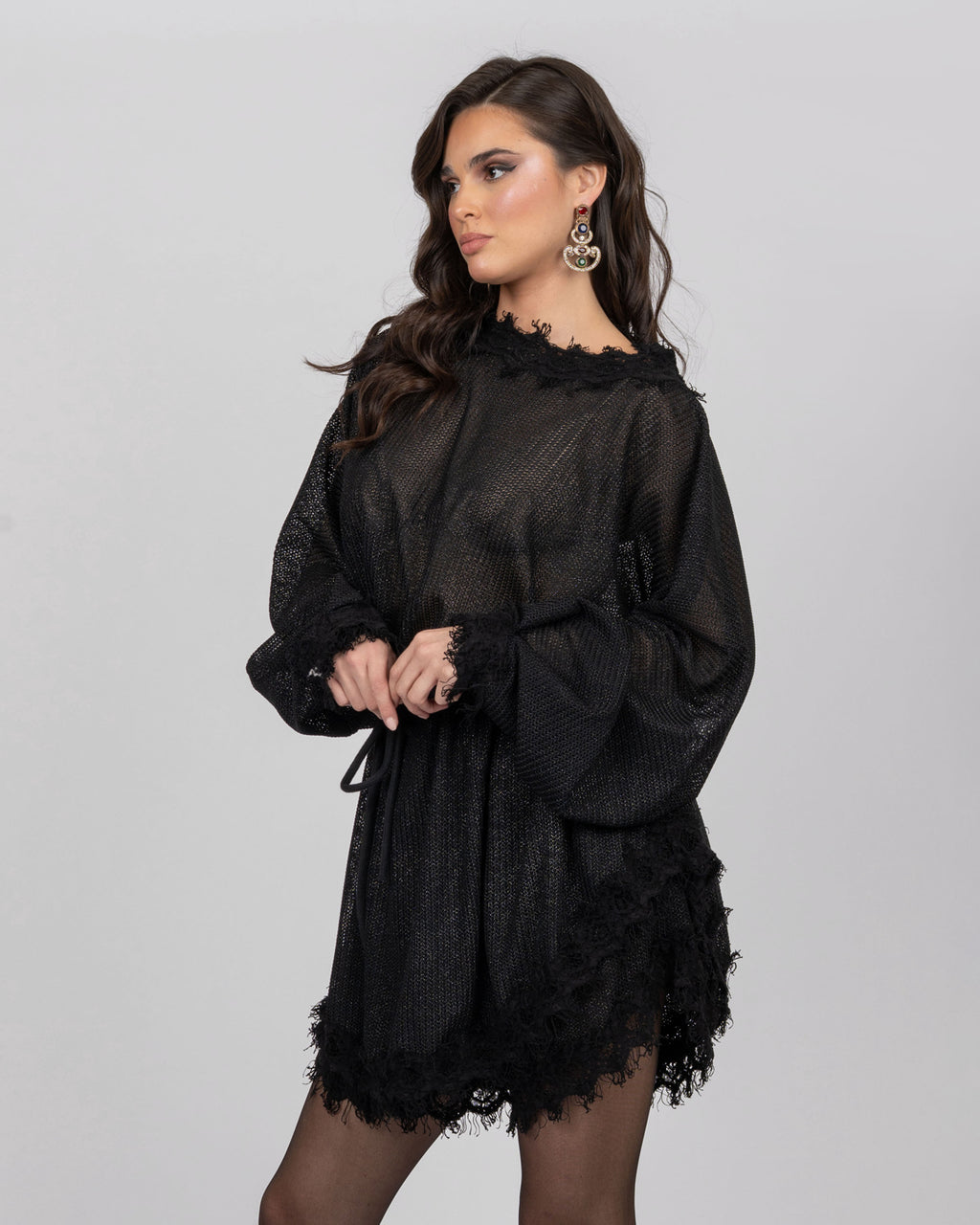 Oversized Top & Loose-Fit Shorts Set - Shimmery Tricot