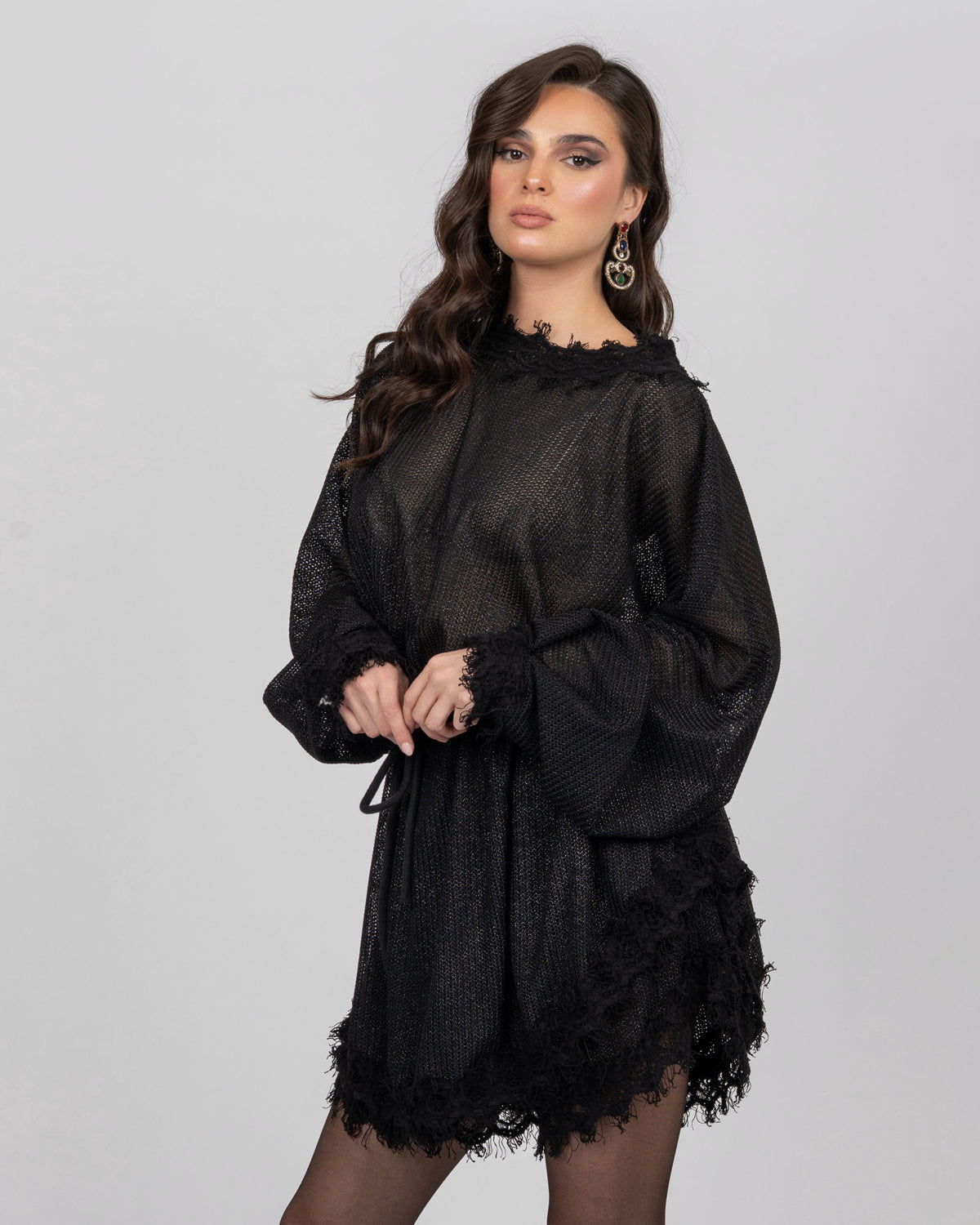 Oversized Top & Loose-Fit Shorts Set - Shimmery Tricot