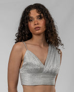 Silver Metallic Crop Top