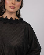 Oversized Top & Loose-Fit Shorts Set - Shimmery Tricot