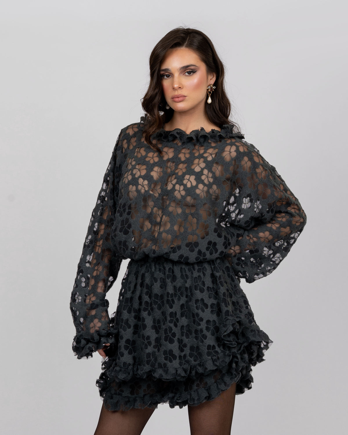 Oversized Top & Loose-Fit Shorts Set - Dark Petroleum Green Tricot