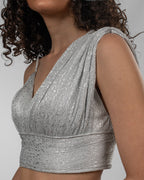 Silver Metallic Crop Top