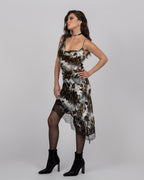 Luxury Silk Velvet Asymmetric Dress