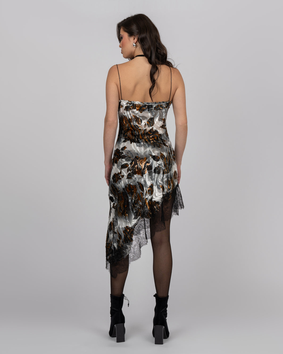 Luxury Silk Velvet Asymmetric Dress