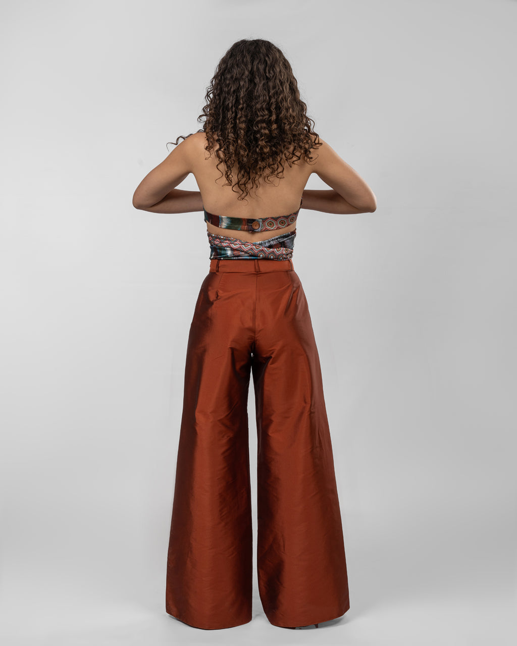 Printed Italian Silk Satin Wrap Top