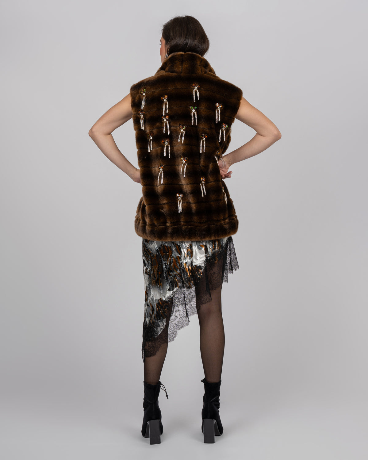 Luxury Silk Velvet Asymmetric Dress