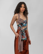 Printed Italian Silk Satin Wrap Top