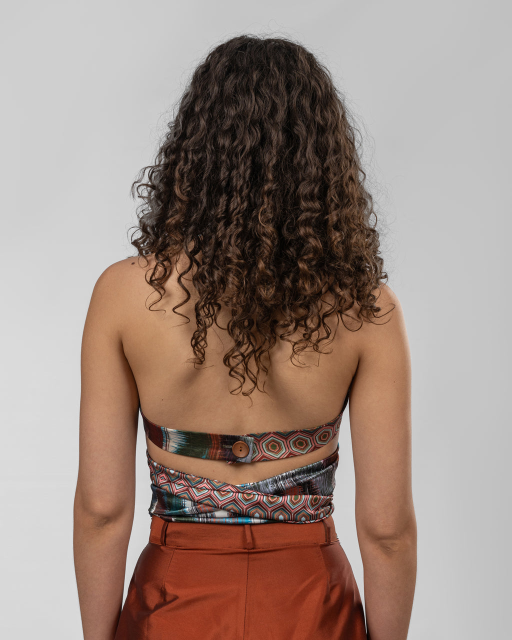Printed Italian Silk Satin Wrap Top