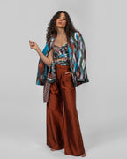 Printed Italian Silk Satin Wrap Top