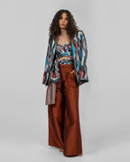 Italian colorful silk satin printed blazer
