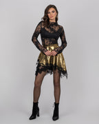 Asymmetric Gold Silk Skirt