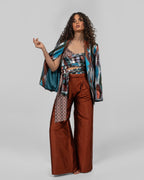 Italian colorful silk satin printed blazer