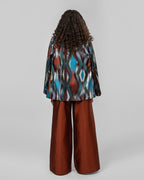 Italian colorful silk satin printed blazer