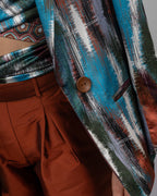 Italian colorful silk satin printed blazer