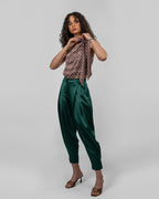 Printed Italian Silk Satin One-Shoulder Bodysuit