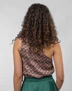 Printed Italian Silk Satin One-Shoulder Bodysuit