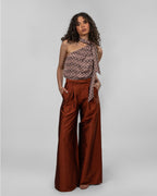 Printed Italian Silk Satin One-Shoulder Bodysuit