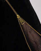 Black Silk Velvet Midi Skirt