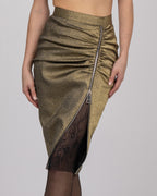 Gold Brocade Midi Skirt