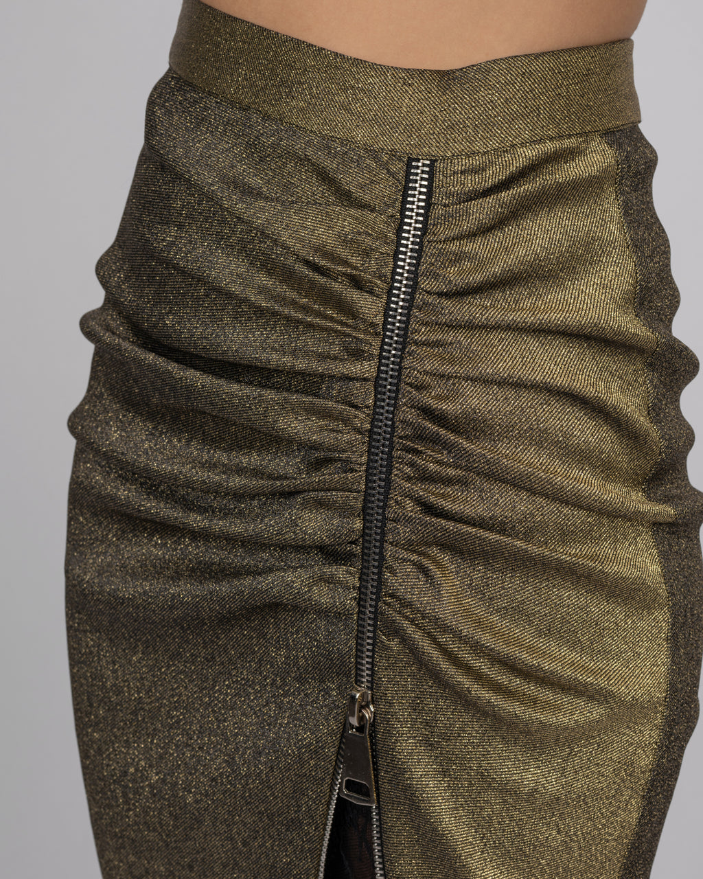 Gold Brocade Midi Skirt