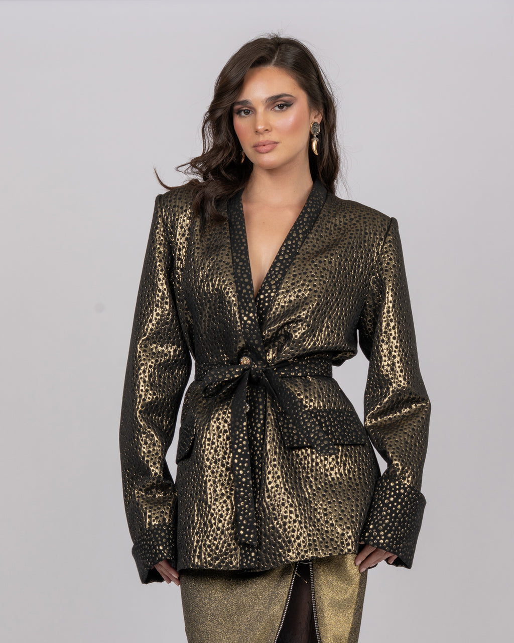Dotted Brocade Blazer Jacket