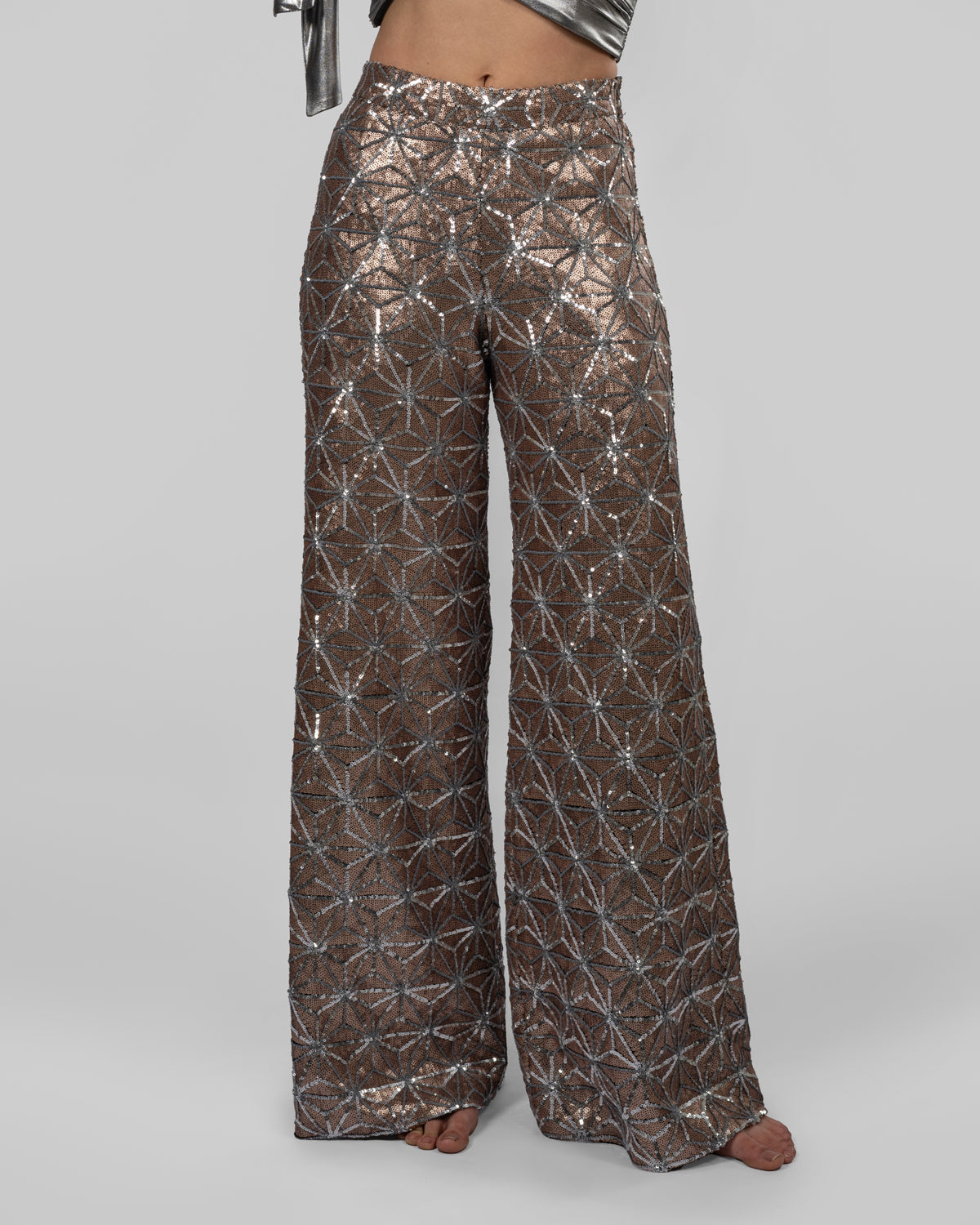 Rose Gold & Silver Geometric Trousers