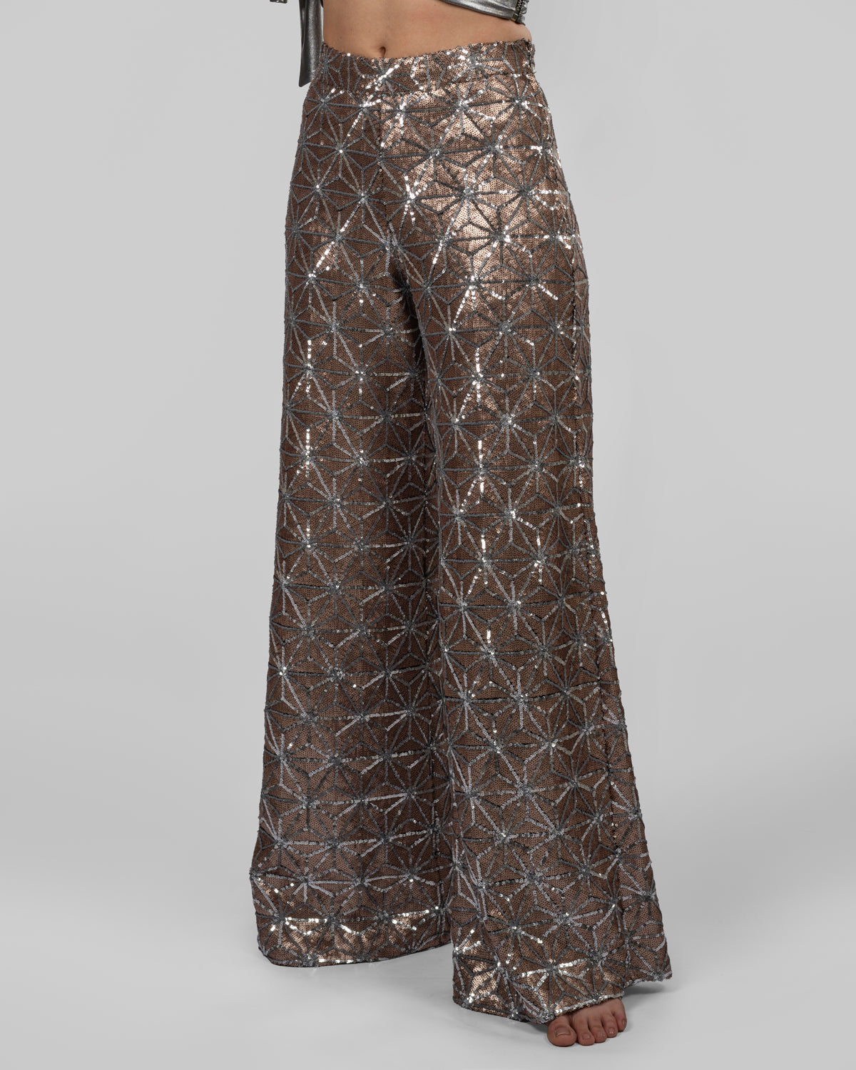 Rose Gold & Silver Geometric Trousers