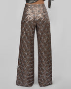Rose Gold & Silver Geometric Trousers