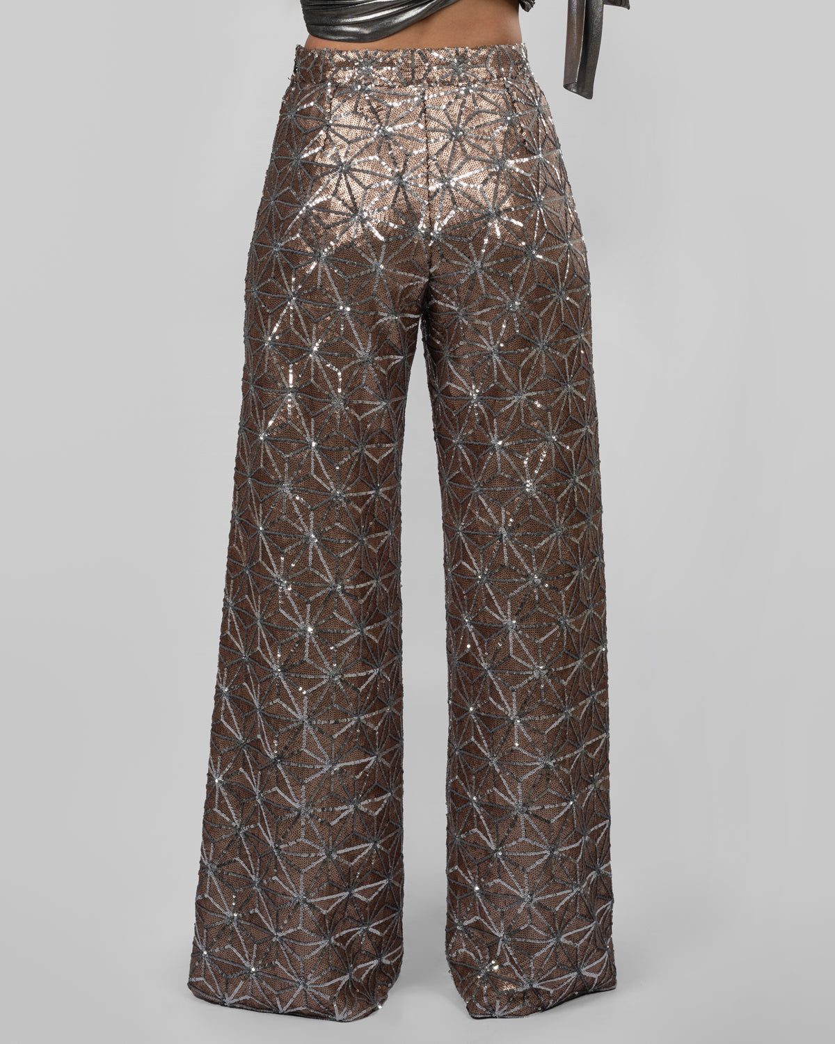 Rose Gold & Silver Geometric Trousers