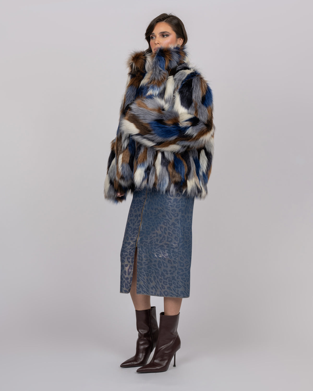 Multicolored Faux Fur Jacket