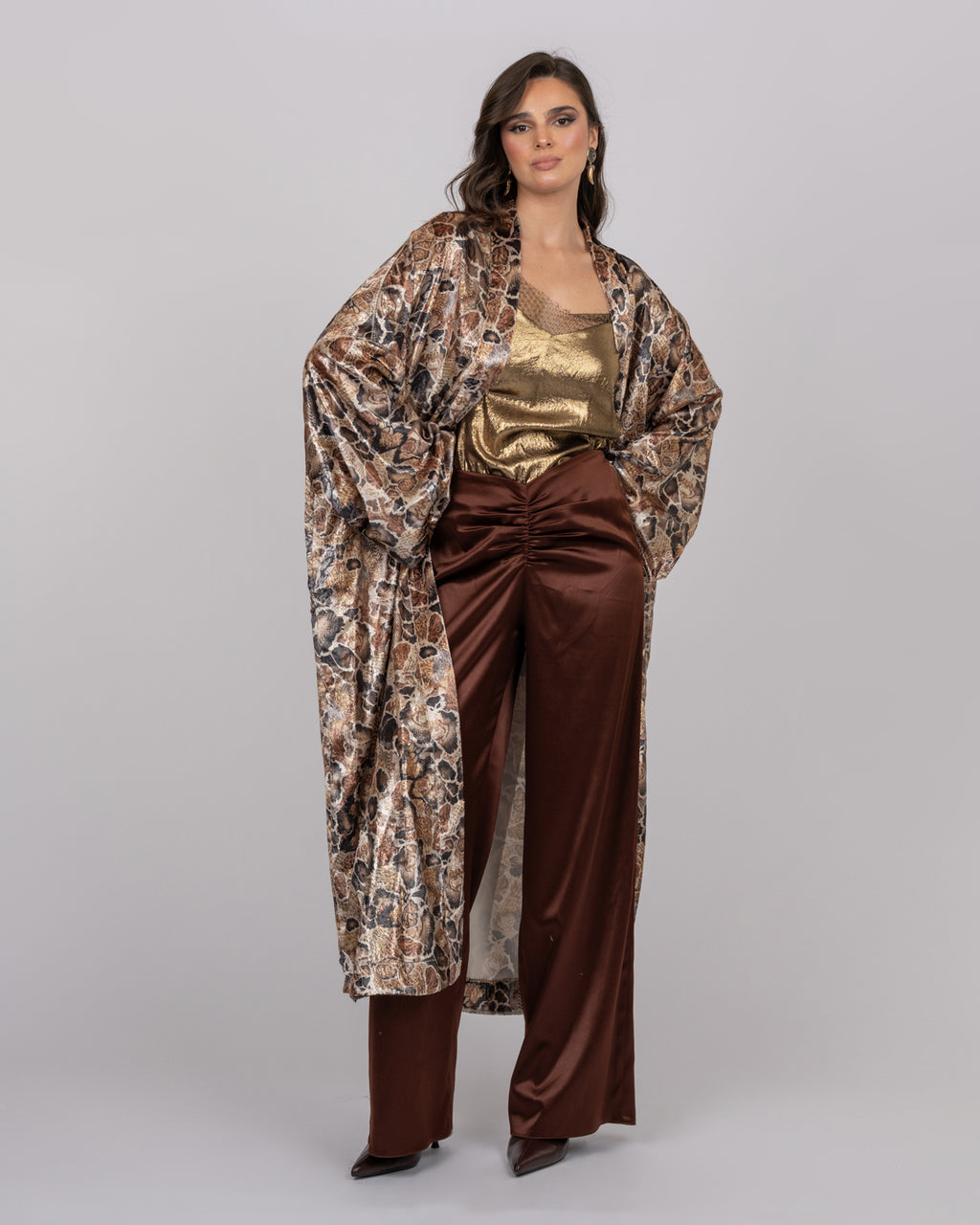Silk Velvet Leopard Print Maxi Kimono
