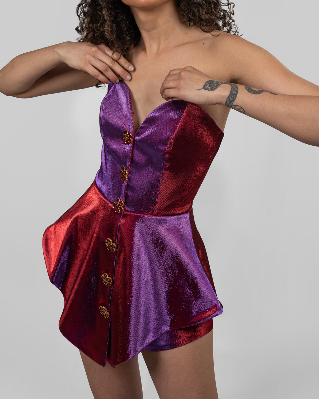 Purple red romper
