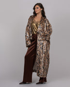 Silk Velvet Leopard Print Maxi Kimono