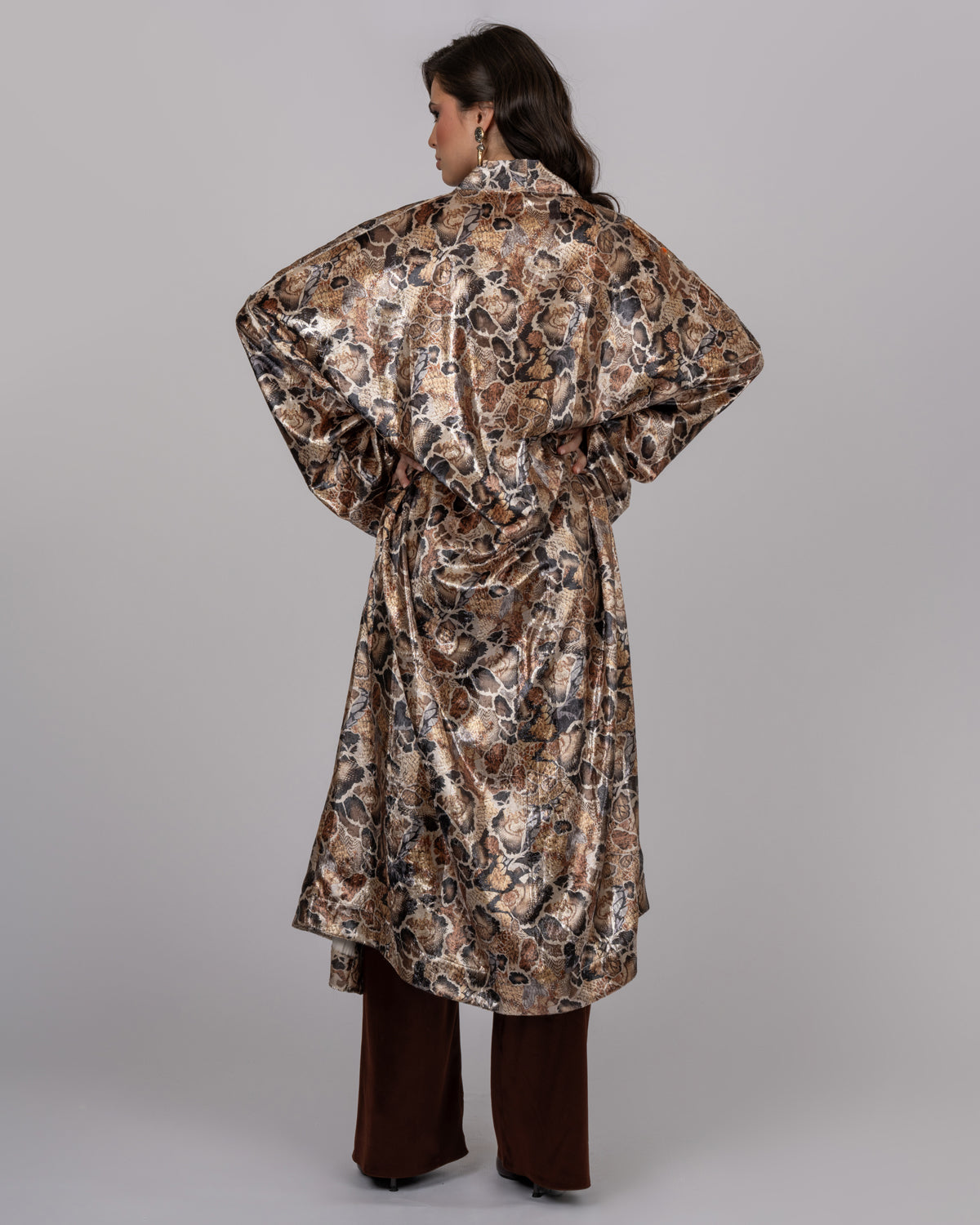 Silk Velvet Leopard Print Maxi Kimono